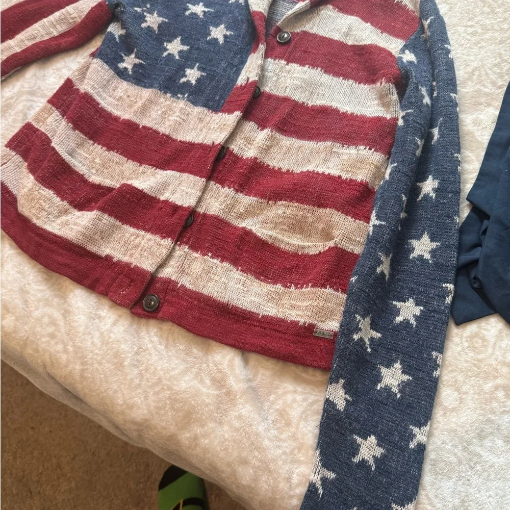 Denim & Supply Ralph Lauren Red, White, Blue American Flag Cardigan - Picture 2 of 7
